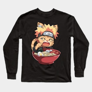 Shinobi cat ramen Long Sleeve T-Shirt